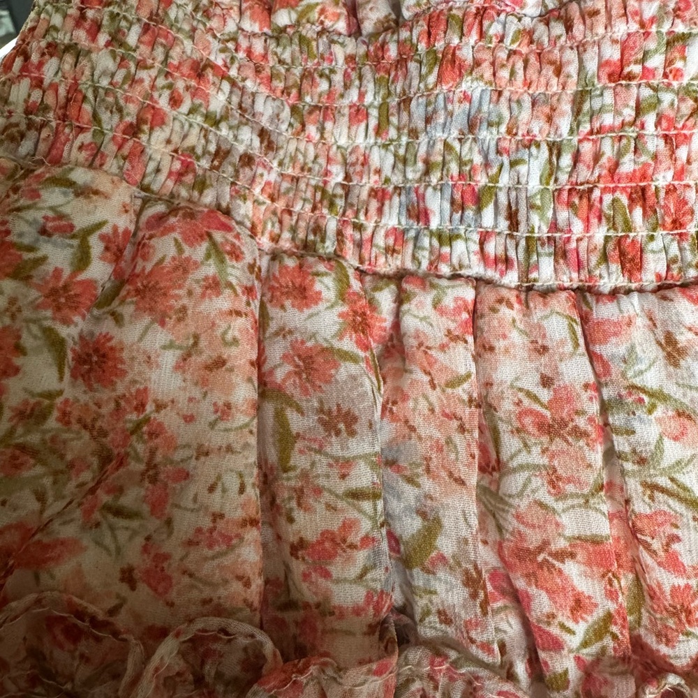 1 STATE Floral Ruffle Tiered Dress - Pink and White Size S - Picture 4 of 7